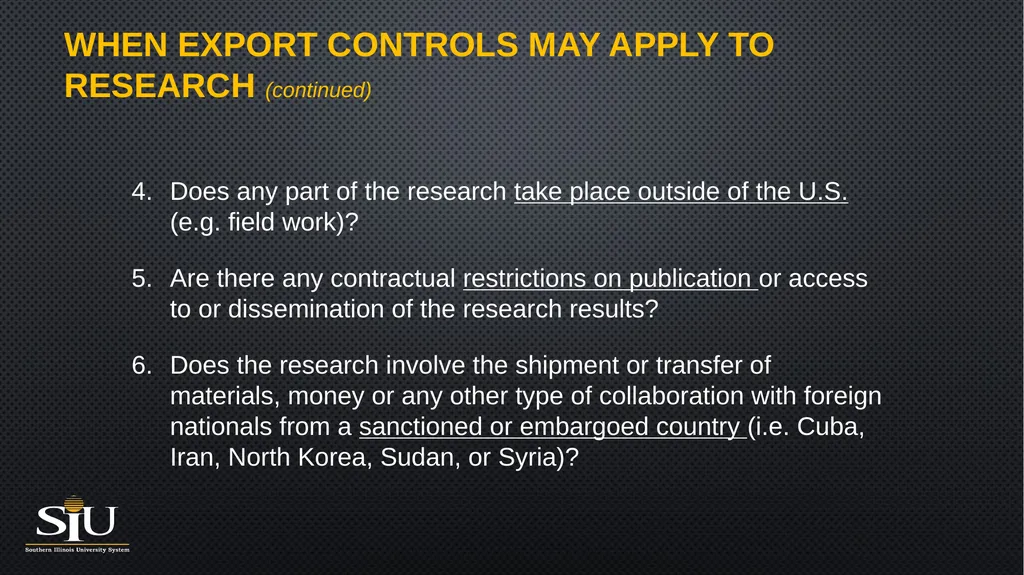 Export Controls Compliance What is the intent of - slide 5 of 16