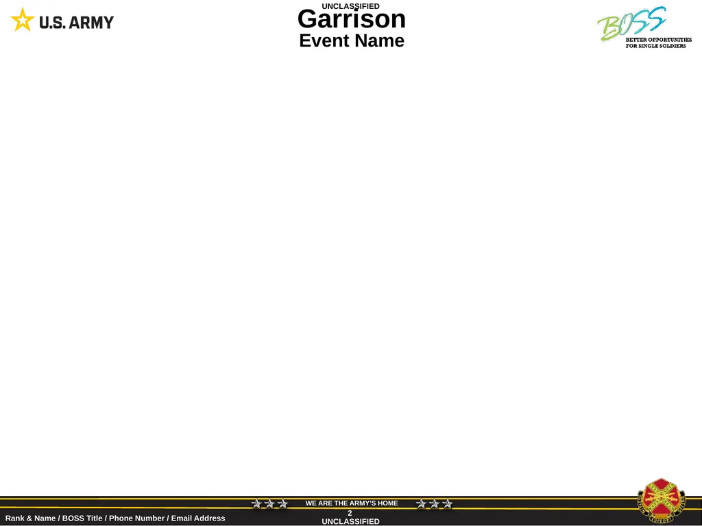 Garrison Event Name UNCLASSIFIED UNCLASSIFIED Rank - slide 2 of 2