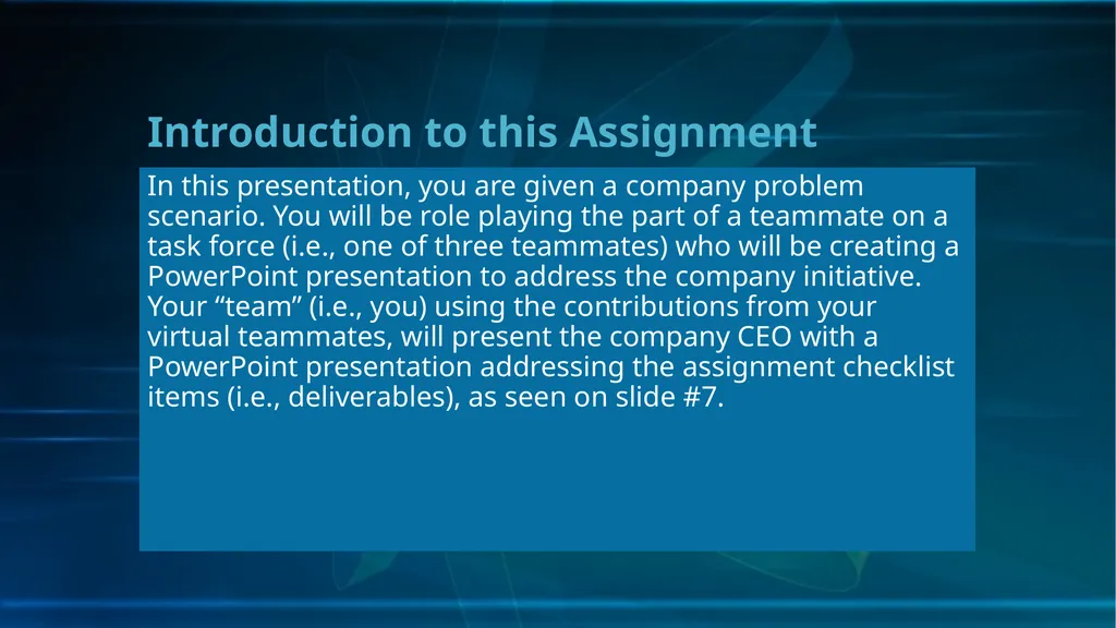 Unit 8 Assignment Introduction to this Assignment - slide 2 of 8