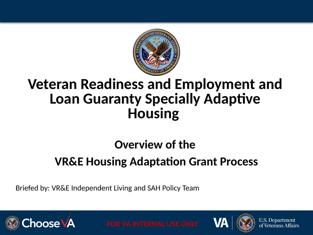 Veteran Readiness and Employment and Loan Guaranty - slide 1 of 13
