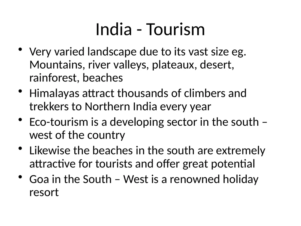 REGIONAL GEOGRAPHY Exam Topics Related to India - slide 27 of 34