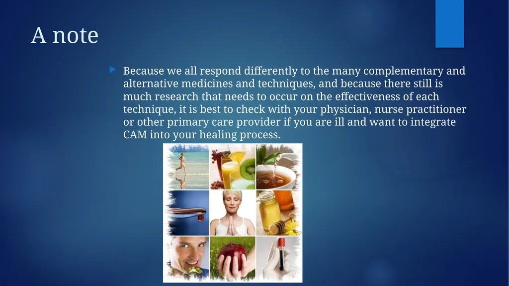 Complementary and Alternative Medicine (CAM) - slide 7 of 20