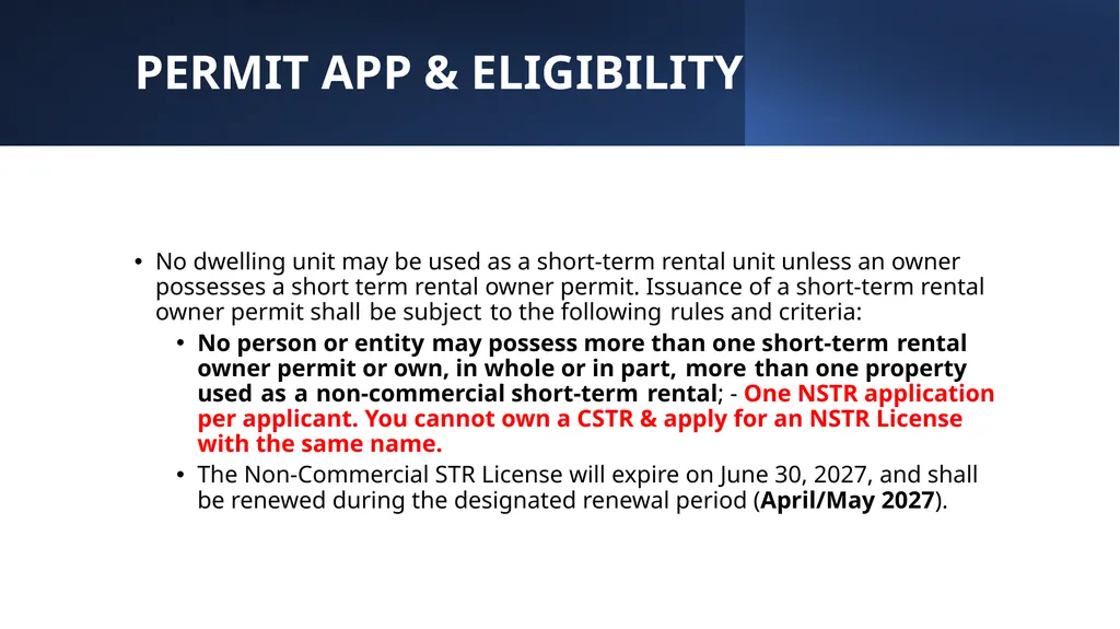 Non-Commercial Short-Term Rental Application - slide 17 of 58