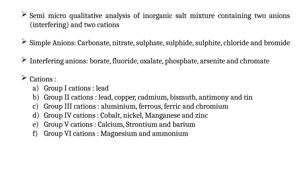 Inorganic Semi micro Qualitative analysis Dr. B. - slide 2 of 16
