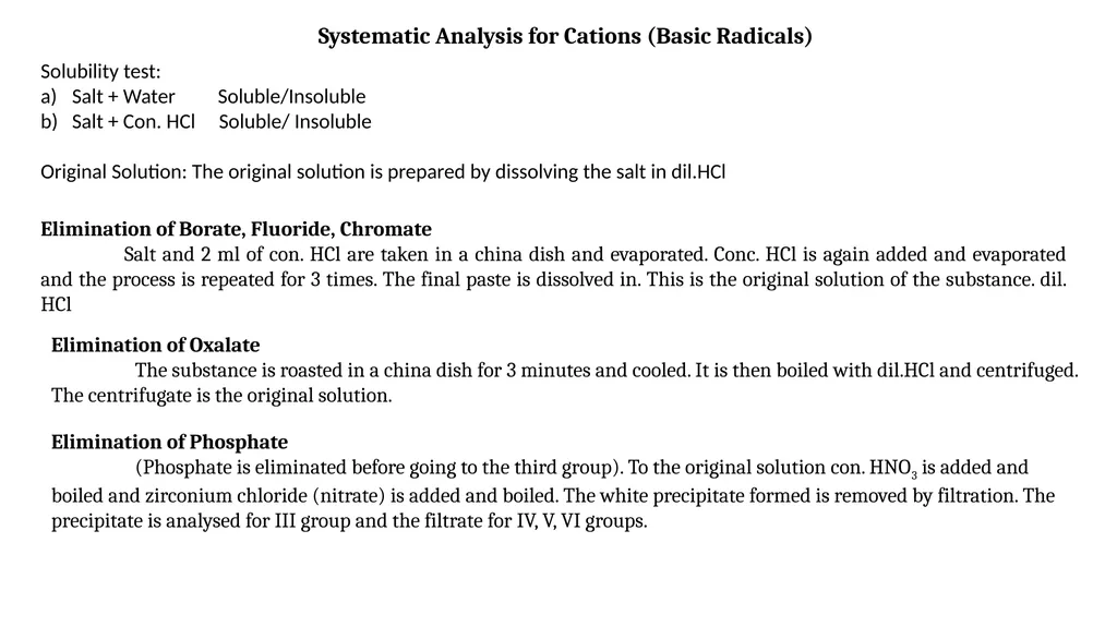 Inorganic Semi micro Qualitative analysis Dr. B. - slide 6 of 16