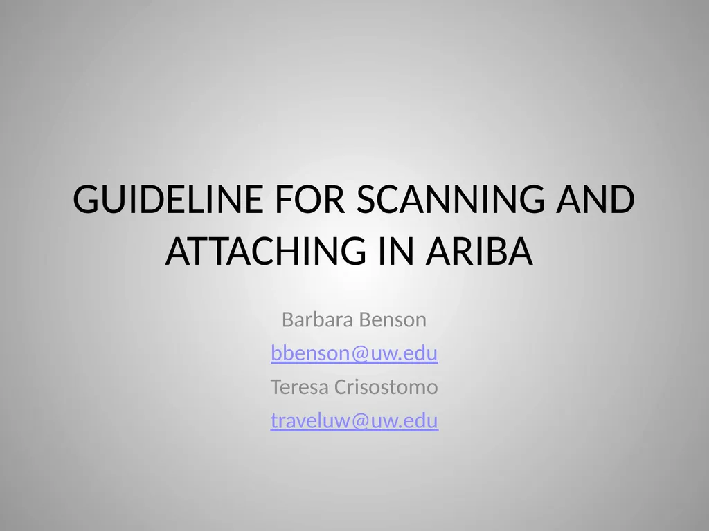 GUIDELINE FOR SCANNING AND ATTACHING IN ARIBA