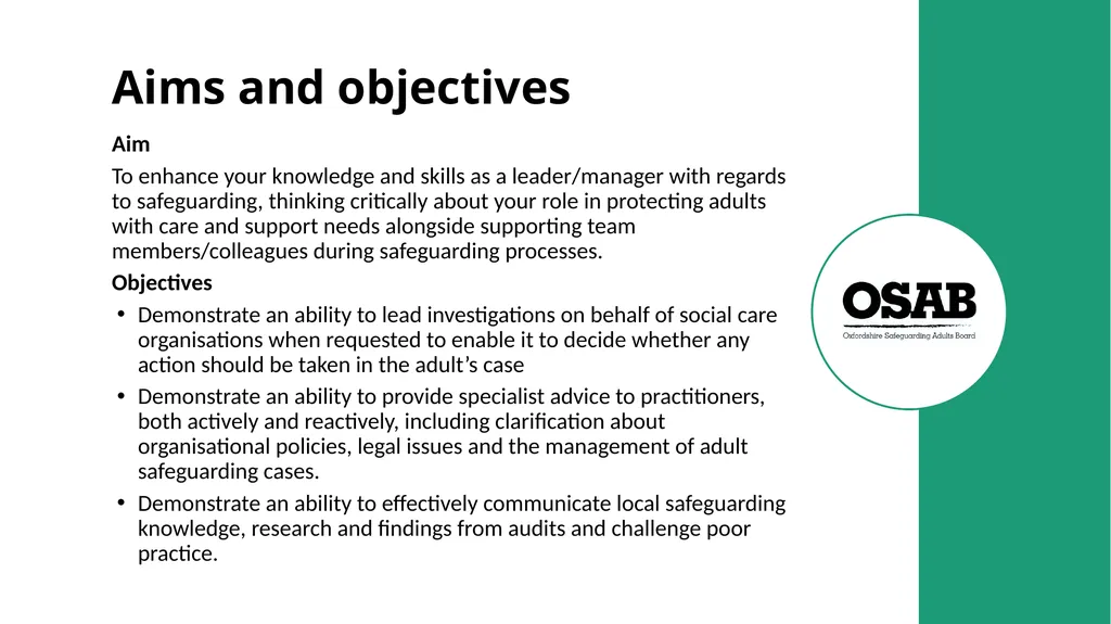 Level 3: Adult Safeguarding Course – - slide 2 of 25