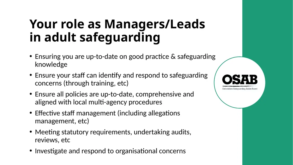 Level 3: Adult Safeguarding Course – - slide 4 of 25