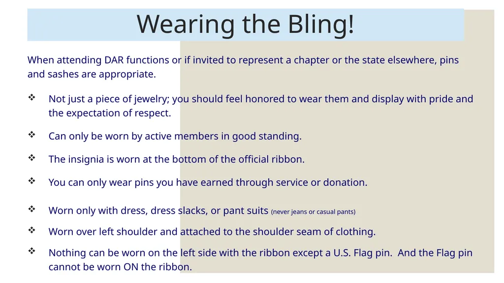 The President General Is Coming! NSDAR Protocol - slide 6 of 12