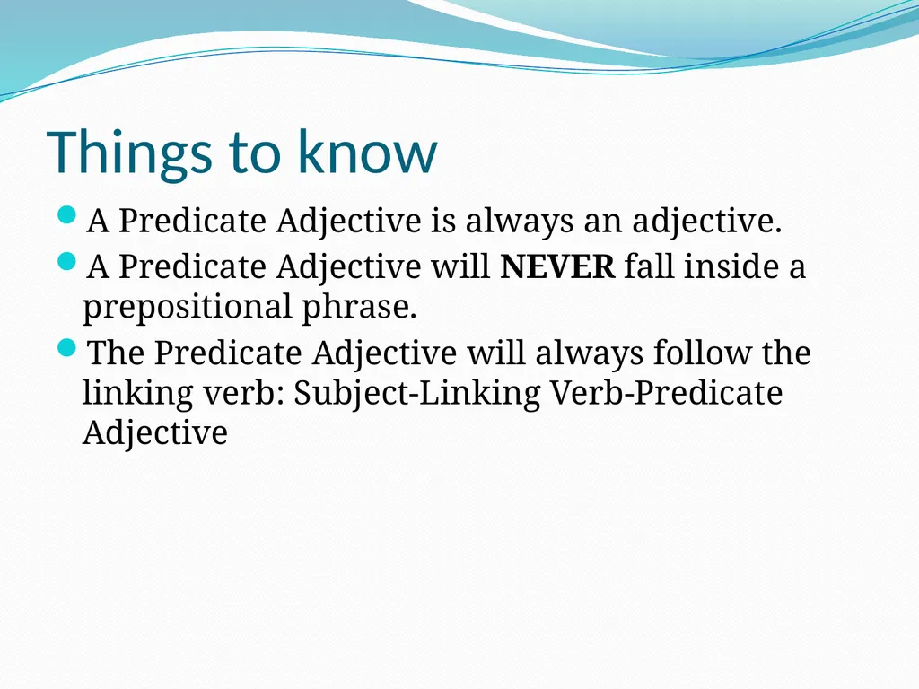 Predicate Nominatives and Predicate Adjectives So - slide 12 of 13