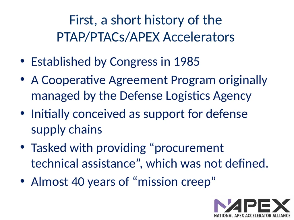Introduction to the APEX Accelerators Dave Pease - slide 3 of 12