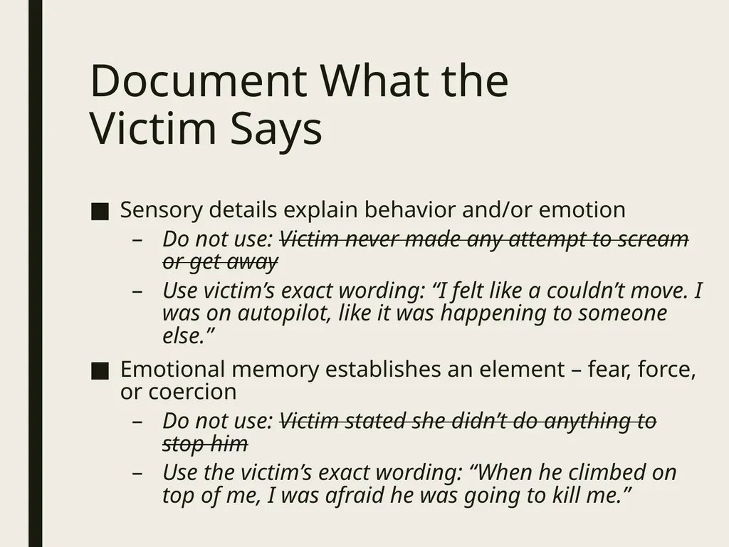 Trauma Informed Victim Interview Objective - slide 17 of 27