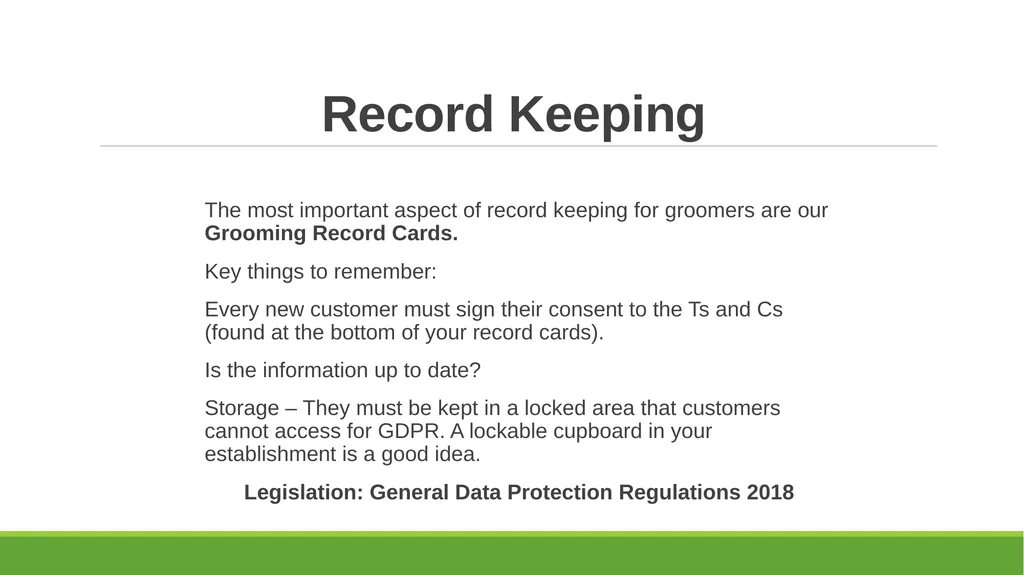 Record Keeping Record Keeping The most important - slide 2 of 9