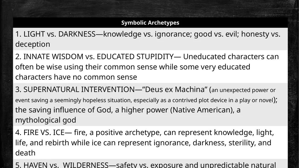 Archetypes & Underdogs Overview of Patterns in - slide 5 of 8