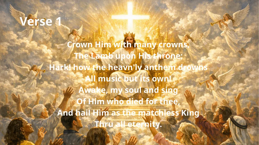 Crown Him with Many Crowns Lyrics: Matthew - slide 2 of 5