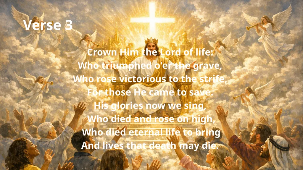 Crown Him with Many Crowns Lyrics: Matthew - slide 4 of 5