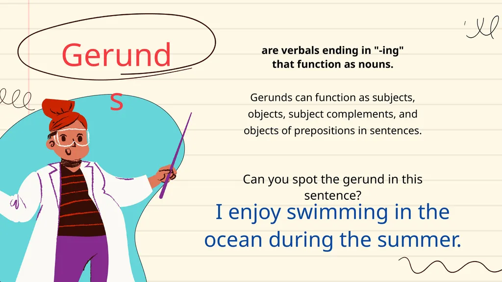 Verbals, Gerunds and Participles Lesson for Middle - slide 8 of 18