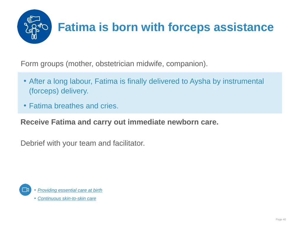 Immediate care at birth Goal and learning outcomes - slide 40 of 41