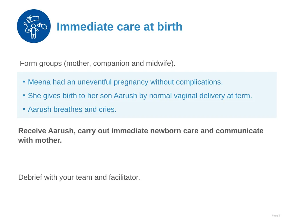 Immediate care at birth Goal and learning outcomes - slide 7 of 41