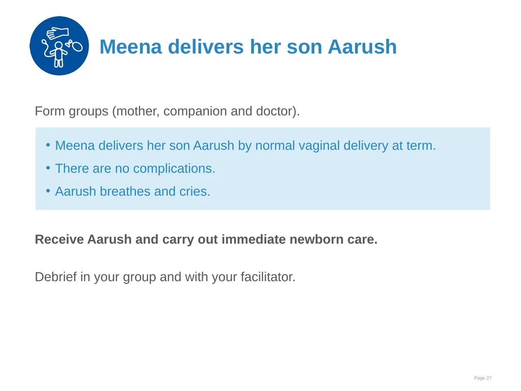 Immediate care at birth Goal and learning outcomes - slide 27 of 41