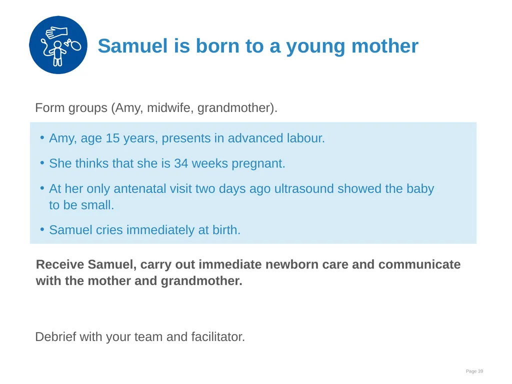 Immediate care at birth Goal and learning outcomes - slide 39 of 41