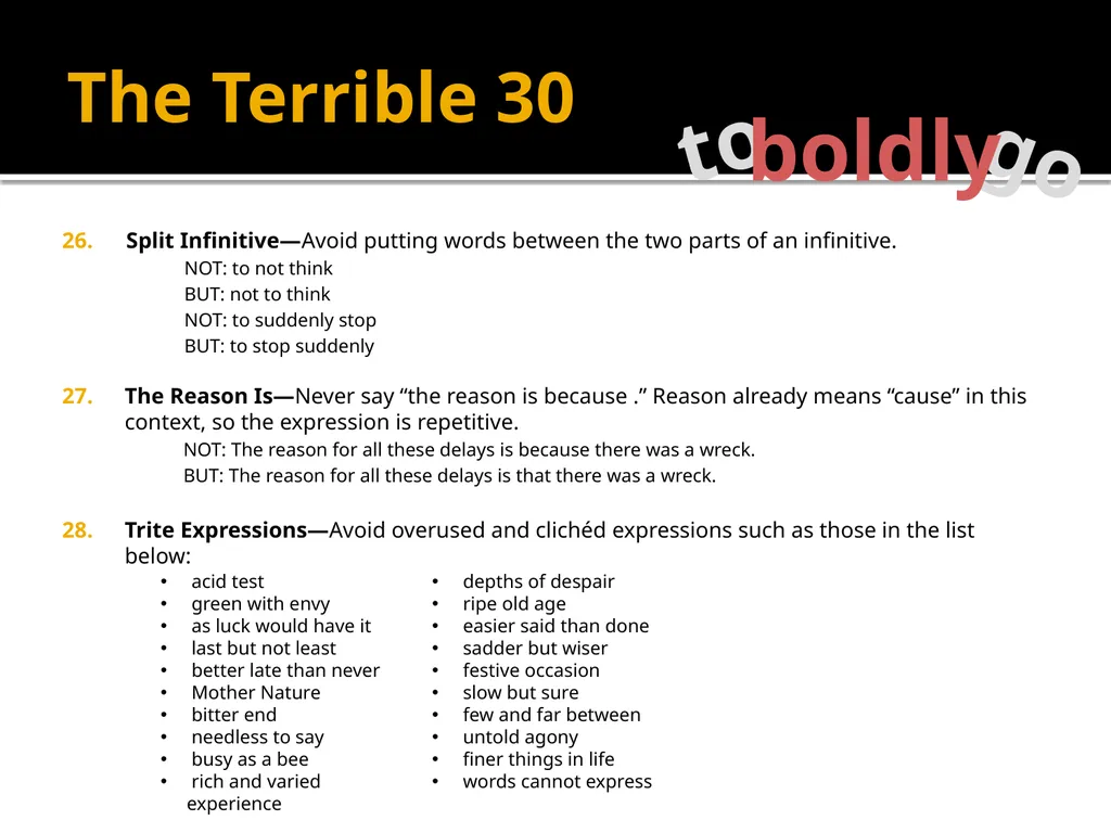 The Terrible 30 The 30 Most Common Errors in - slide 12 of 13