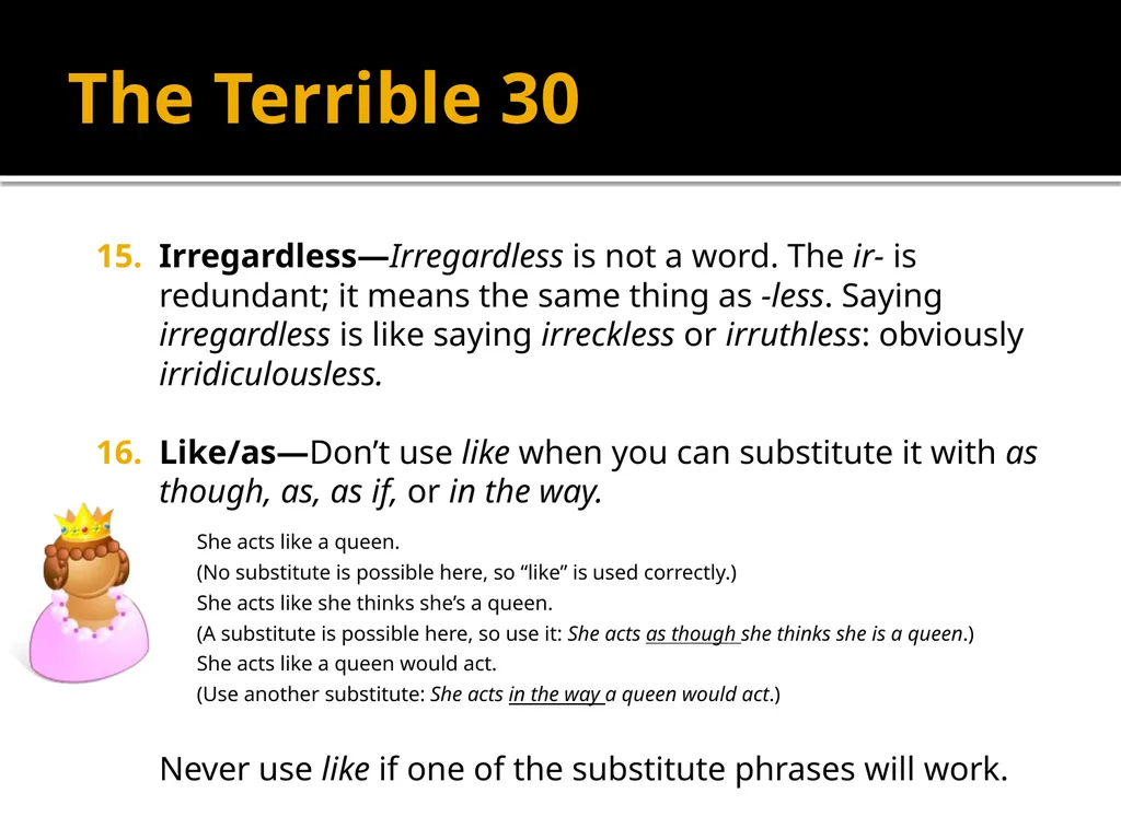The Terrible 30 The 30 Most Common Errors in - slide 8 of 13