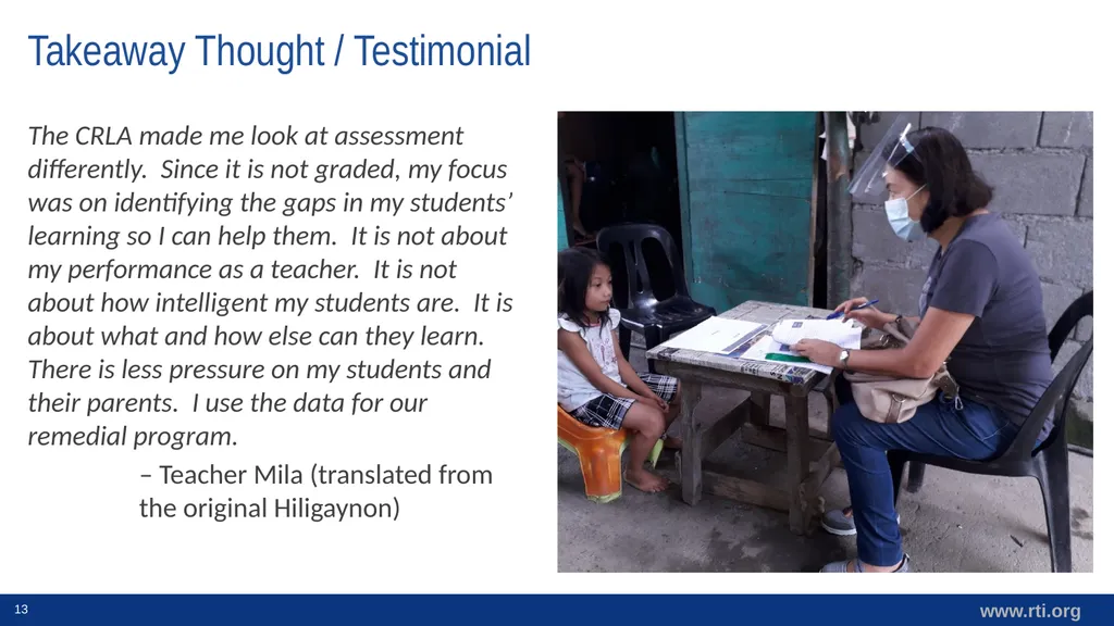 The Comprehensive Rapid Literacy Assessment CIES - slide 13 of 14