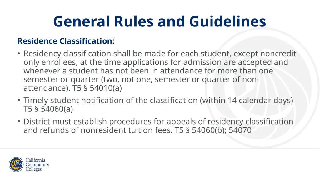 Student Residency Classification Overview and - slide 7 of 43