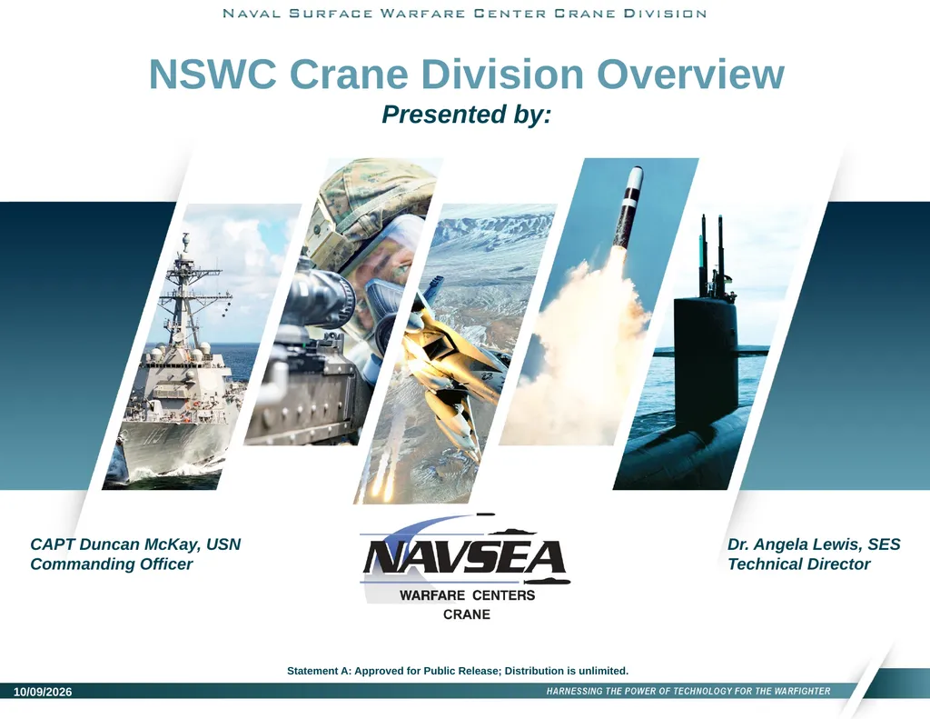 NSWC Crane Division Overview Presented by: - slide 1 of 14