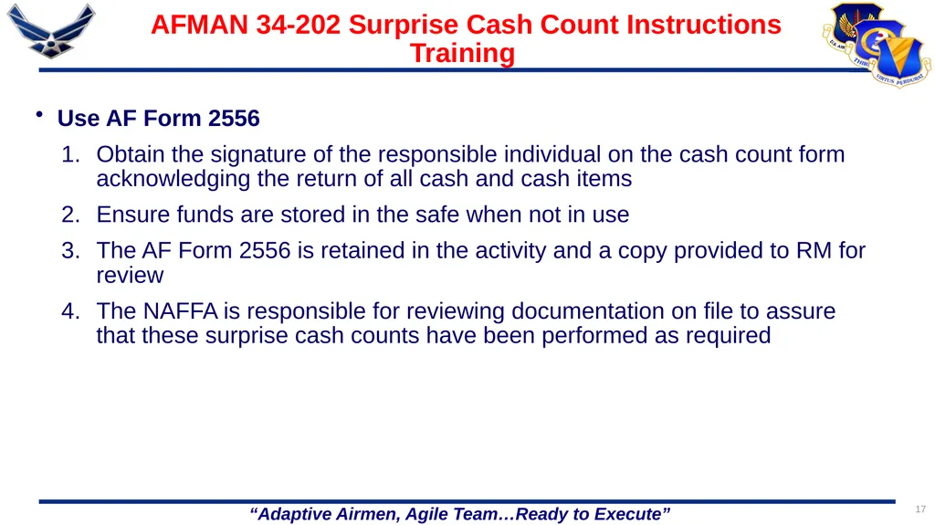 86 FORCE SUPPORT SQUADRON CASH HANDLING TRAINING 1 - slide 17 of 26