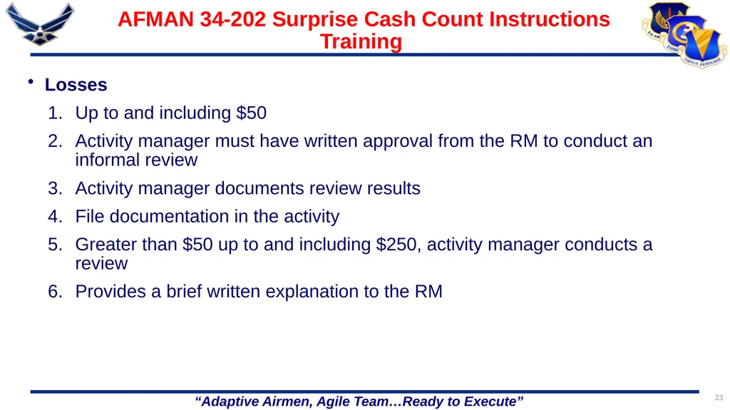 86 FORCE SUPPORT SQUADRON CASH HANDLING TRAINING 1 - slide 23 of 26