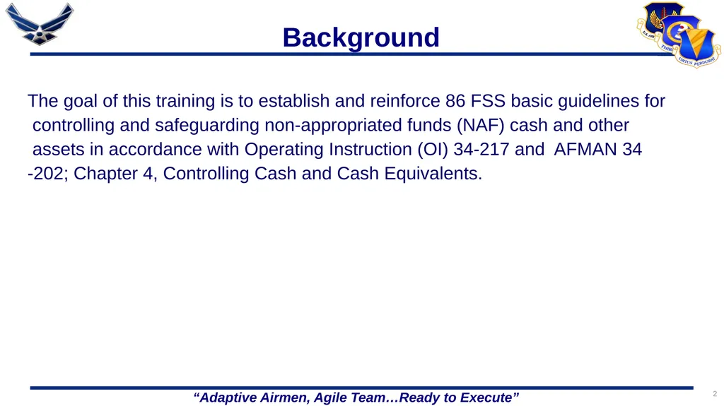 86 FORCE SUPPORT SQUADRON CASH HANDLING TRAINING 1 - slide 2 of 26