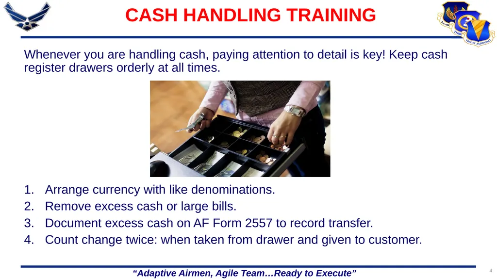 86 FORCE SUPPORT SQUADRON CASH HANDLING TRAINING 1 - slide 4 of 26