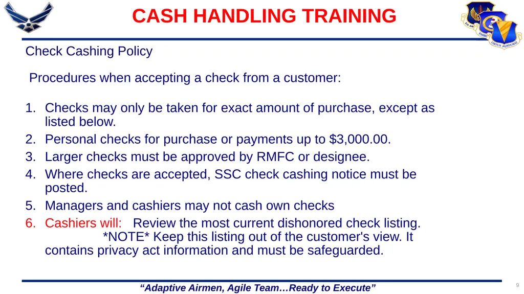86 FORCE SUPPORT SQUADRON CASH HANDLING TRAINING 1 - slide 9 of 26