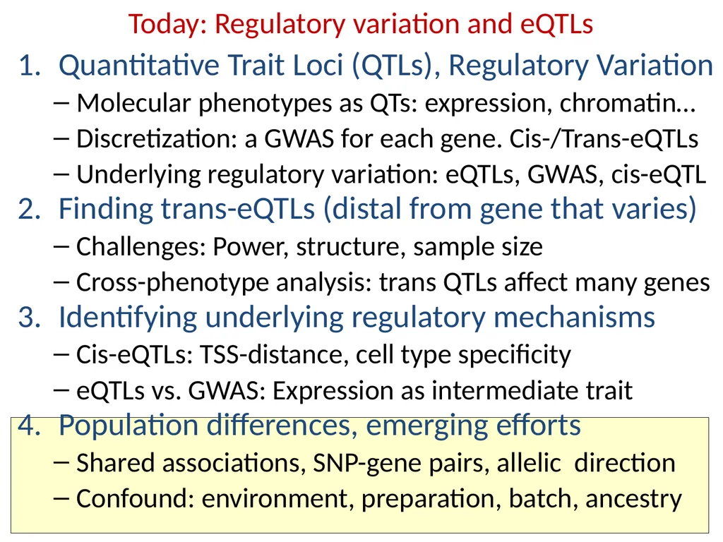 Lecture 16 Regulatory variation and eQTLs Chris - slide 45 of 59