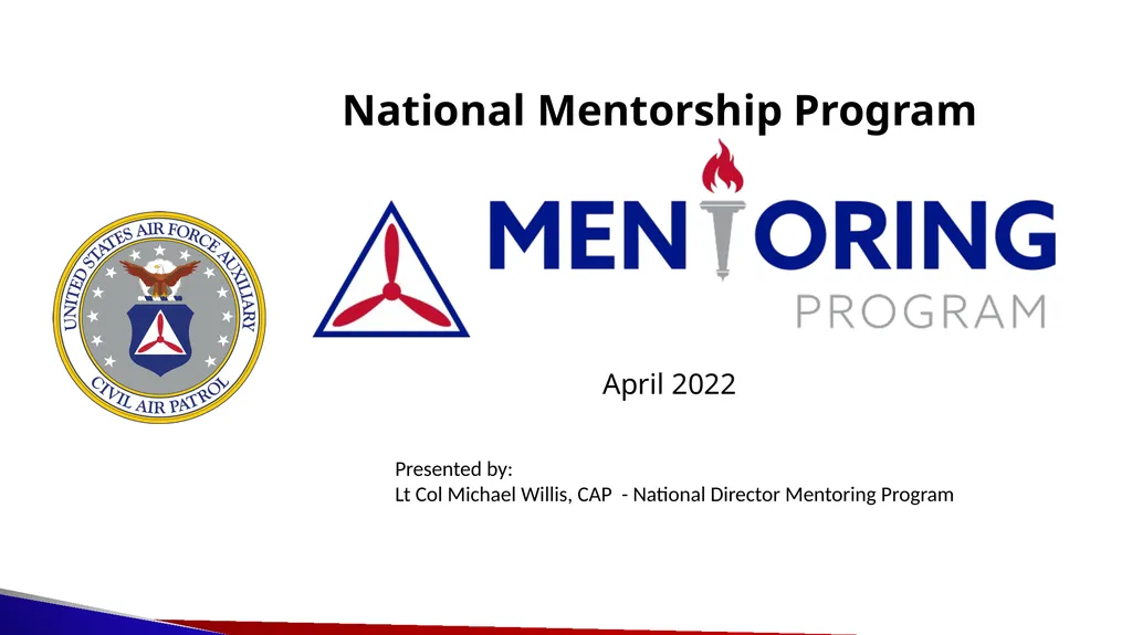 National Mentorship Program April 2022 Presented - slide 1 of 19