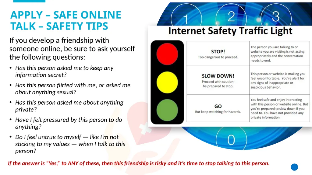 Safe Online Talk Grade 6 - 8 Safety Lesson #3 - slide 10 of 13