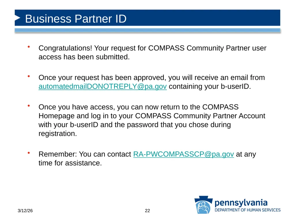 COMPASS Community Partner Registration - slide 22 of 22