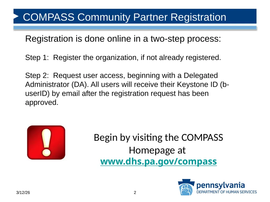 COMPASS Community Partner Registration - slide 2 of 22