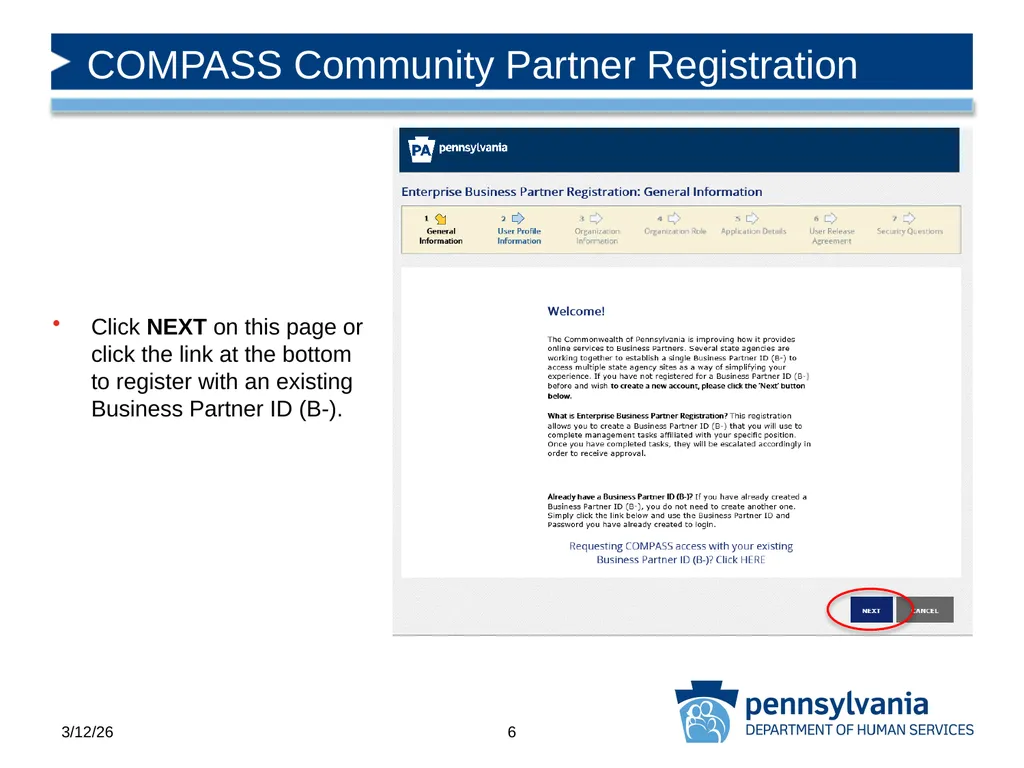 COMPASS Community Partner Registration - slide 6 of 22