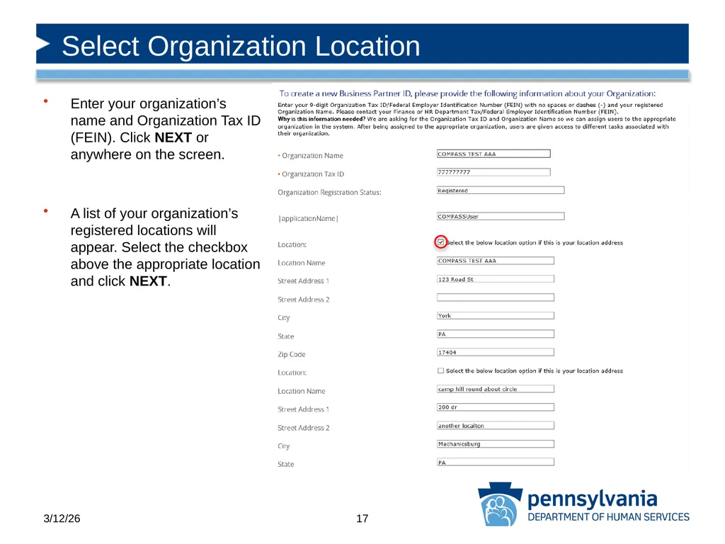 COMPASS Community Partner Registration - slide 17 of 22