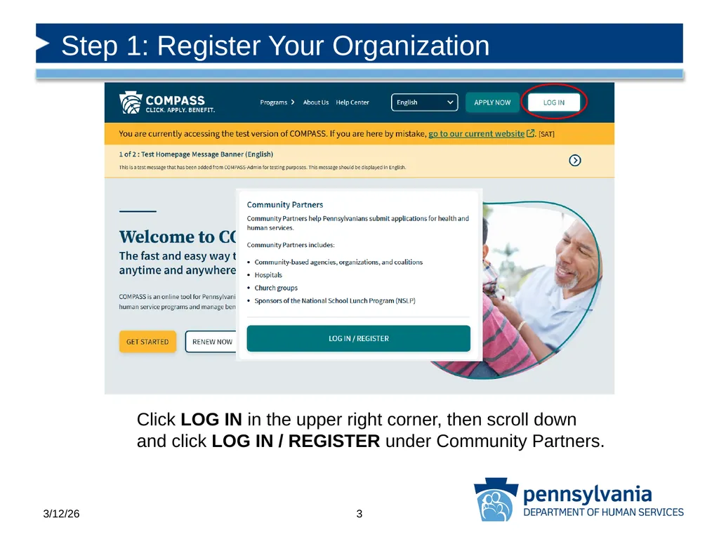 COMPASS Community Partner Registration - slide 3 of 22