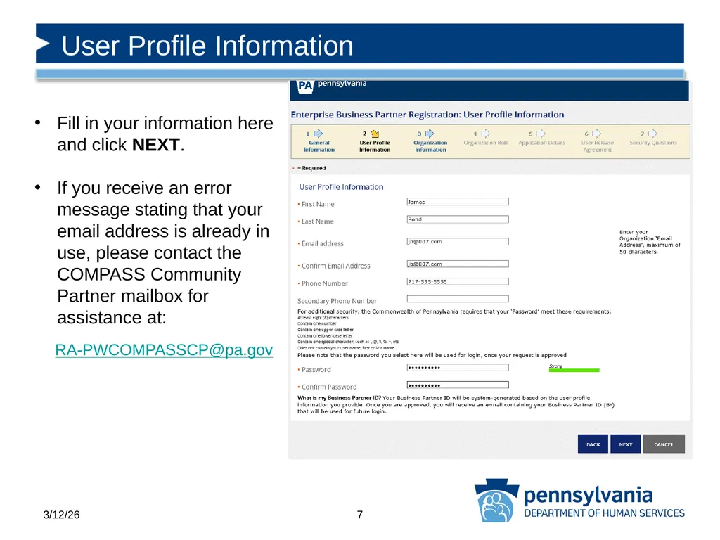 COMPASS Community Partner Registration - slide 7 of 22