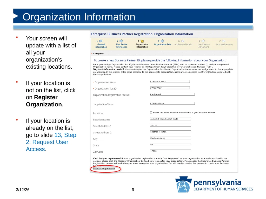 COMPASS Community Partner Registration - slide 9 of 22