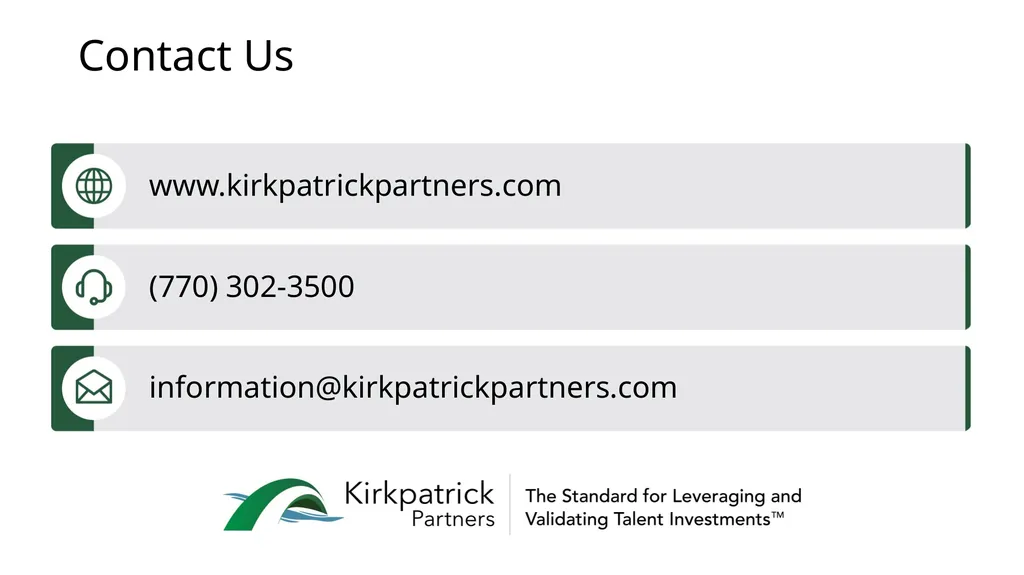 Authentic Kirkpatrick® Slides to Use Within Your - slide 20 of 20