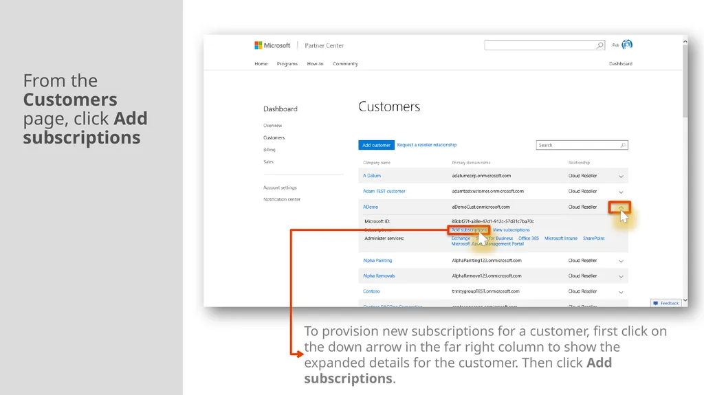 Adding a New Customer and Managing subscriptions - slide 13 of 21