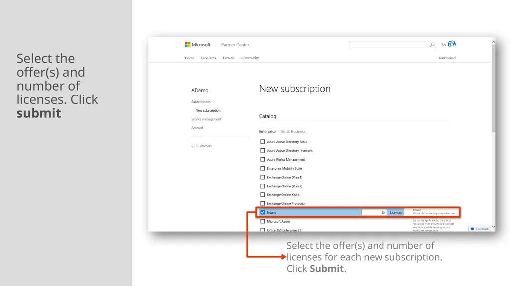 Adding a New Customer and Managing subscriptions - slide 14 of 21