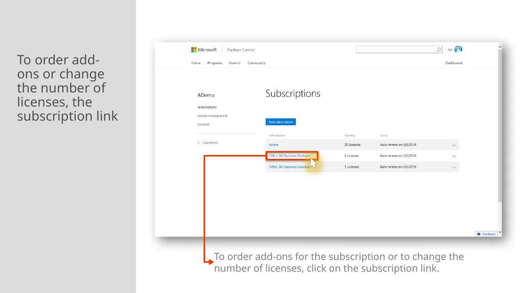 Adding a New Customer and Managing subscriptions - slide 16 of 21