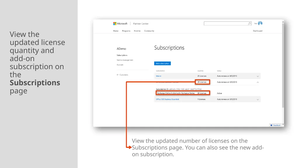 Adding a New Customer and Managing subscriptions - slide 19 of 21